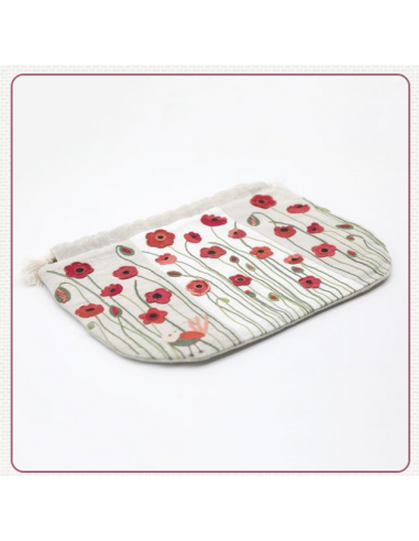 Pochon bicolore coquelicots - Un chat dans...