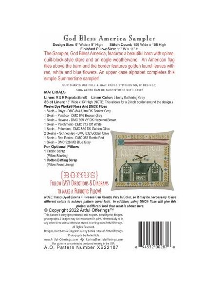 Good Bless America Sampler  - de Karina Hittle - Artful Offerings